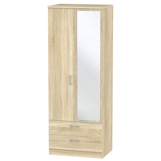 Falmouth Tall 2 Drawer Mirorred Wardrobe